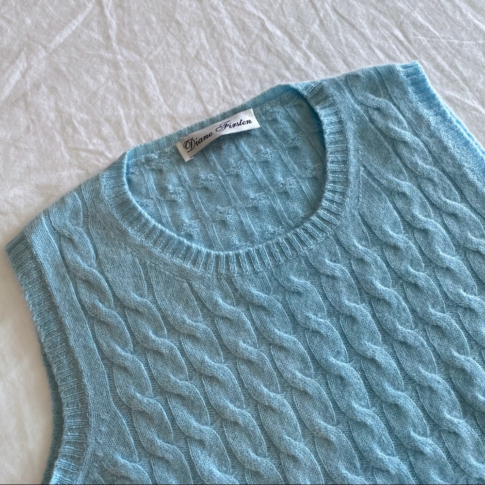 Diane Firsten Sleeveless Cashmere Sweater in Blue